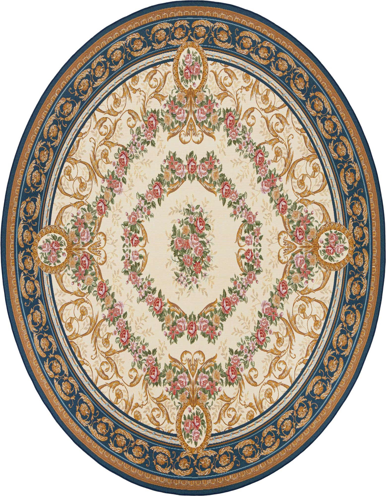10' x 10' Easy-Clean Traditional Indoor / Outdoor Round Rug