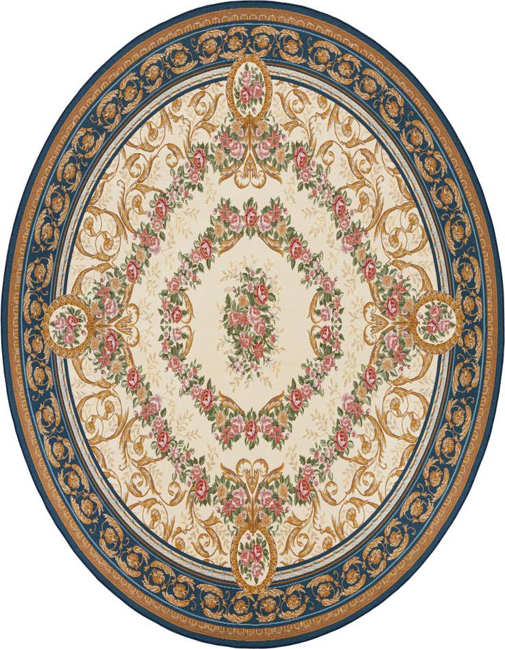 Detail image of 10' x 10' Easy-Clean Traditional Indoor / Outdoor Round Rug
