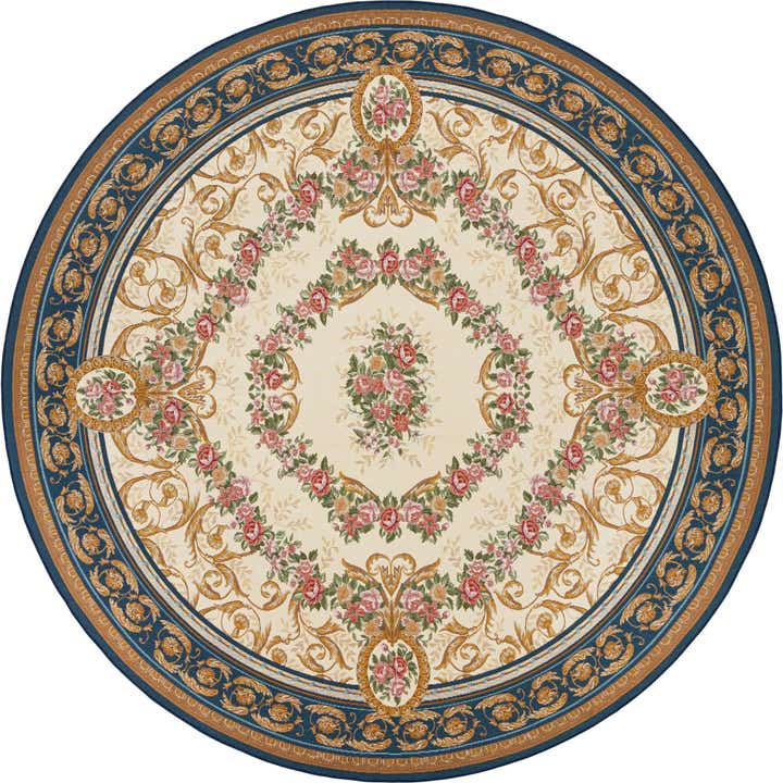 10' x 10' Easy-Clean Traditional Indoor / Outdoor Round Rug