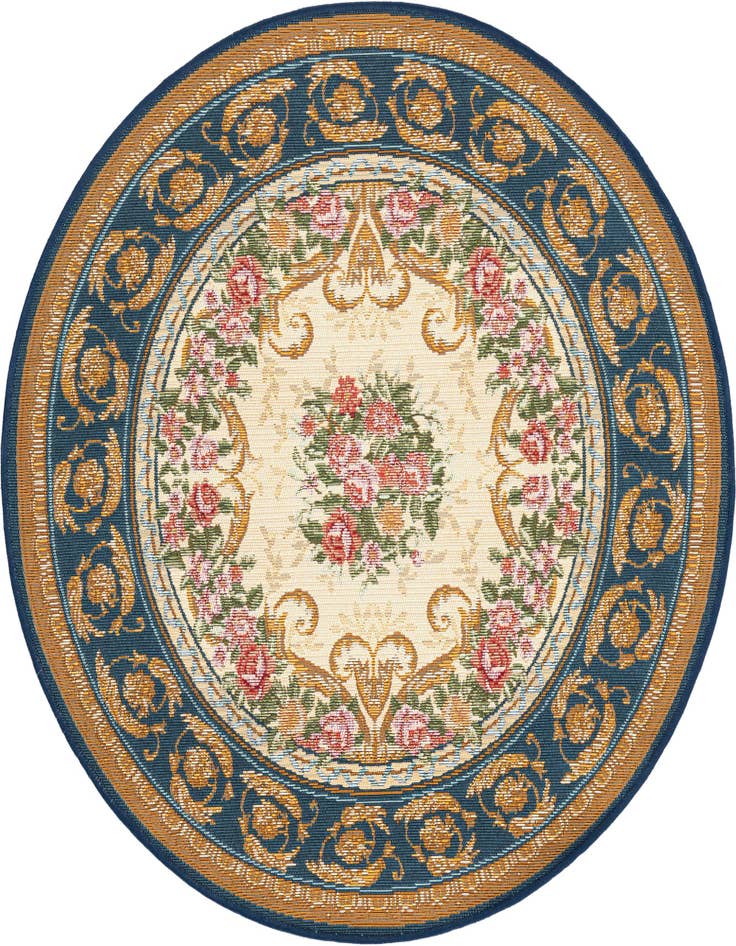 Detail image of 3' x 3' Easy-Clean Traditional Indoor / Outdoor Round Rug