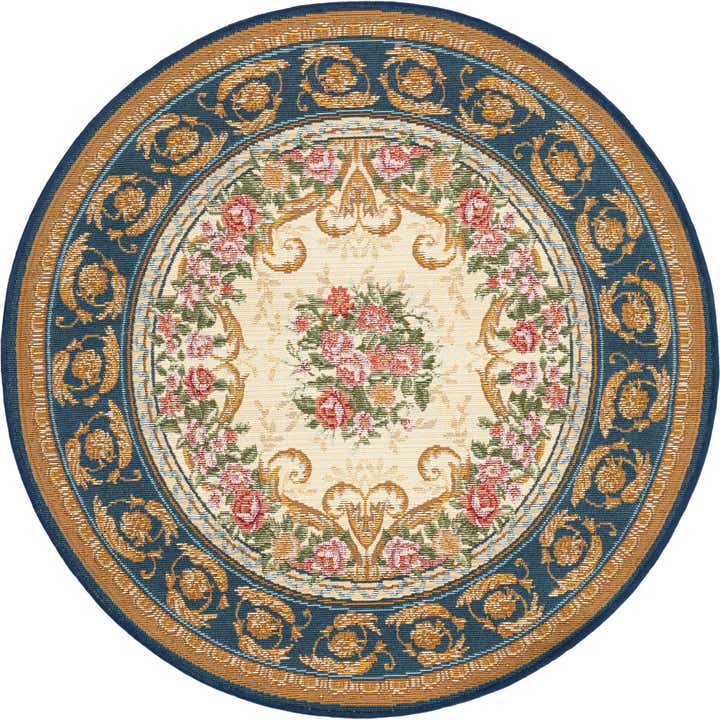 3' x 3' Easy-Clean Traditional Indoor / Outdoor Round Rug