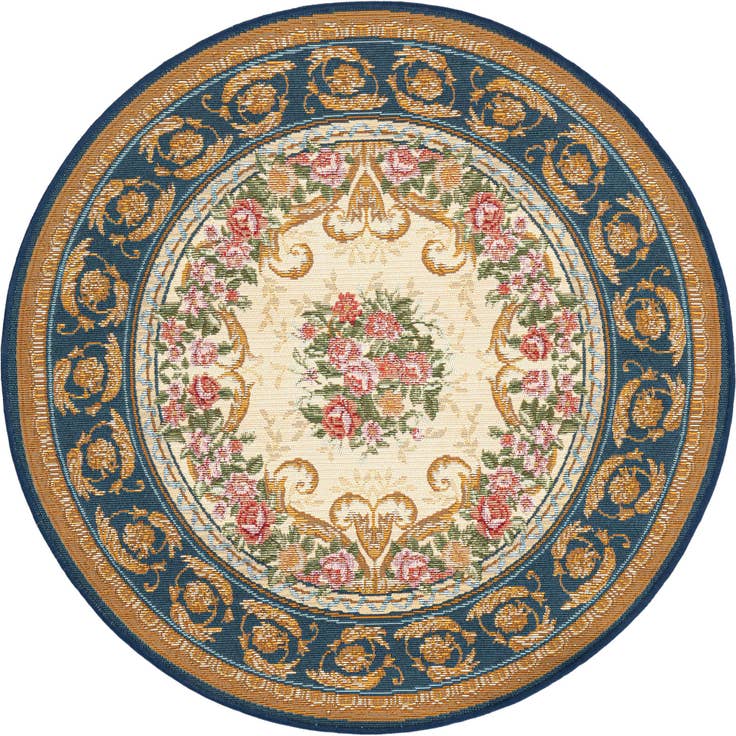 Detail image of 3' x 3' Easy-Clean Traditional Indoor / Outdoor Round Rug