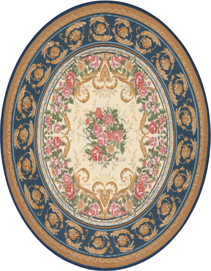Detail image of 4' x 4' Easy-Clean Traditional Indoor / Outdoor Round Rug