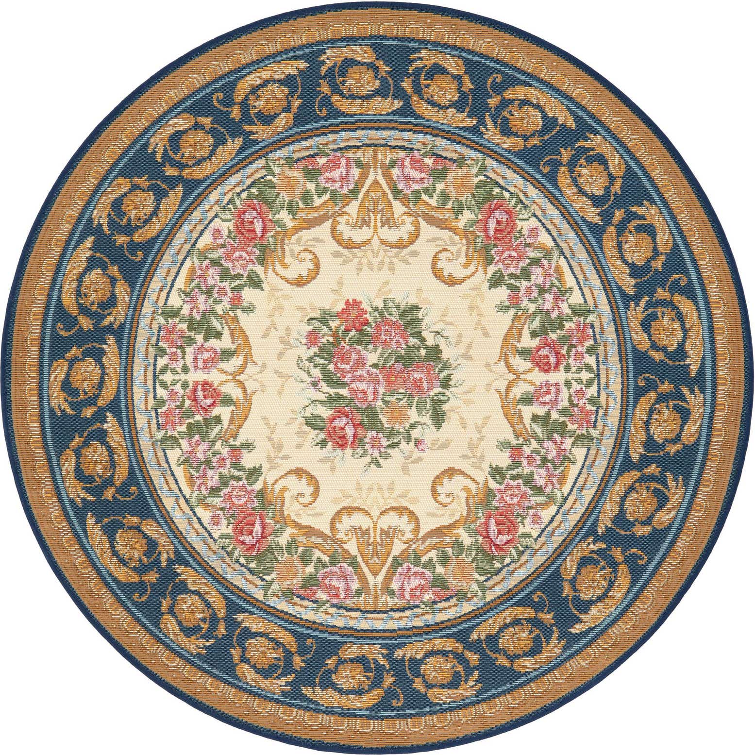 4' x 4' Easy-Clean Traditional Indoor / Outdoor Round Rug