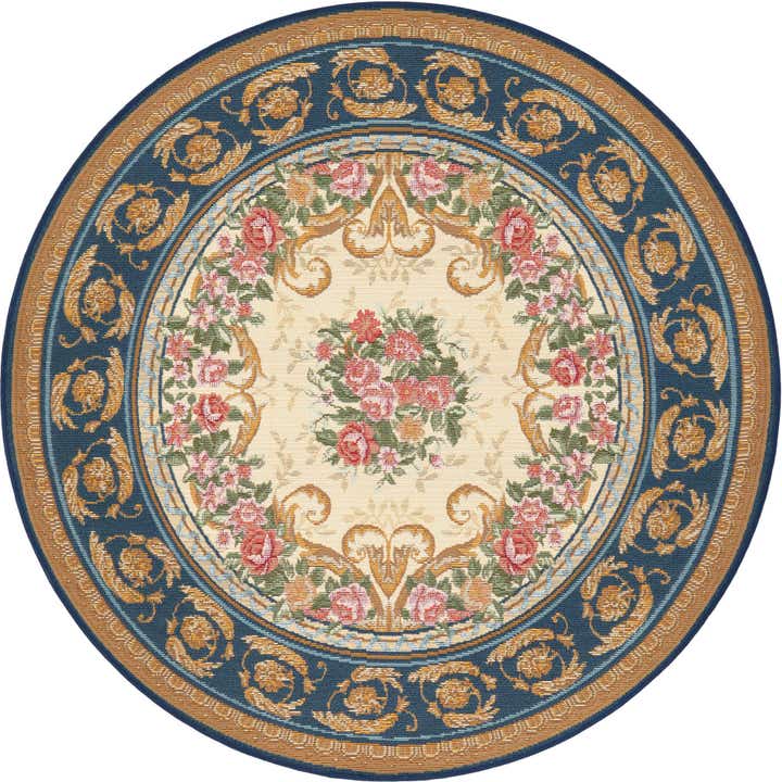 4' x 4' Easy-Clean Traditional Indoor / Outdoor Round Rug