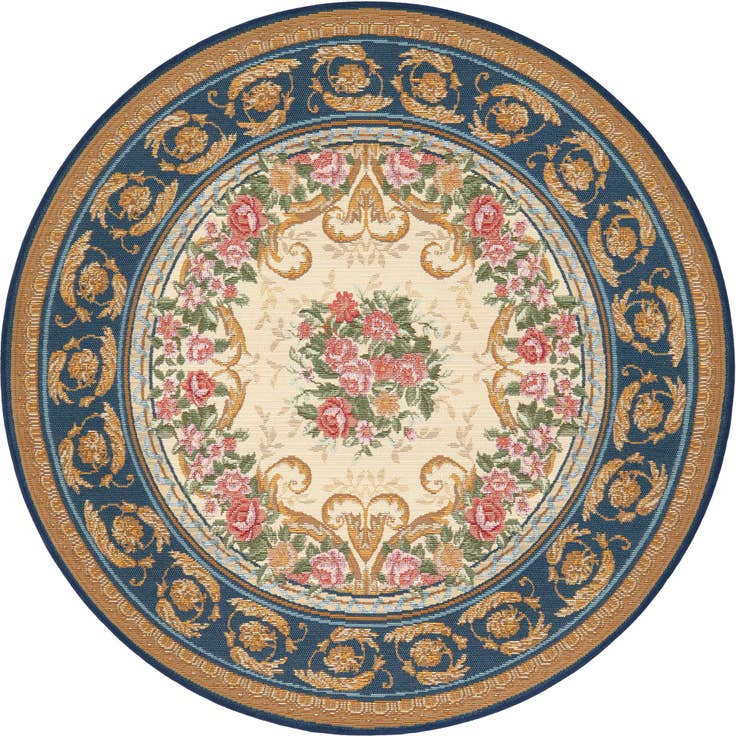 Detail image of 4' x 4' Easy-Clean Traditional Indoor / Outdoor Round Rug