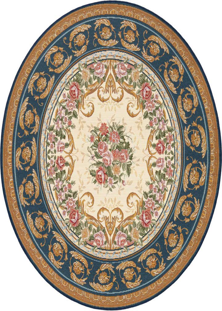 5' x 5' Easy-Clean Traditional Indoor / Outdoor Round Rug