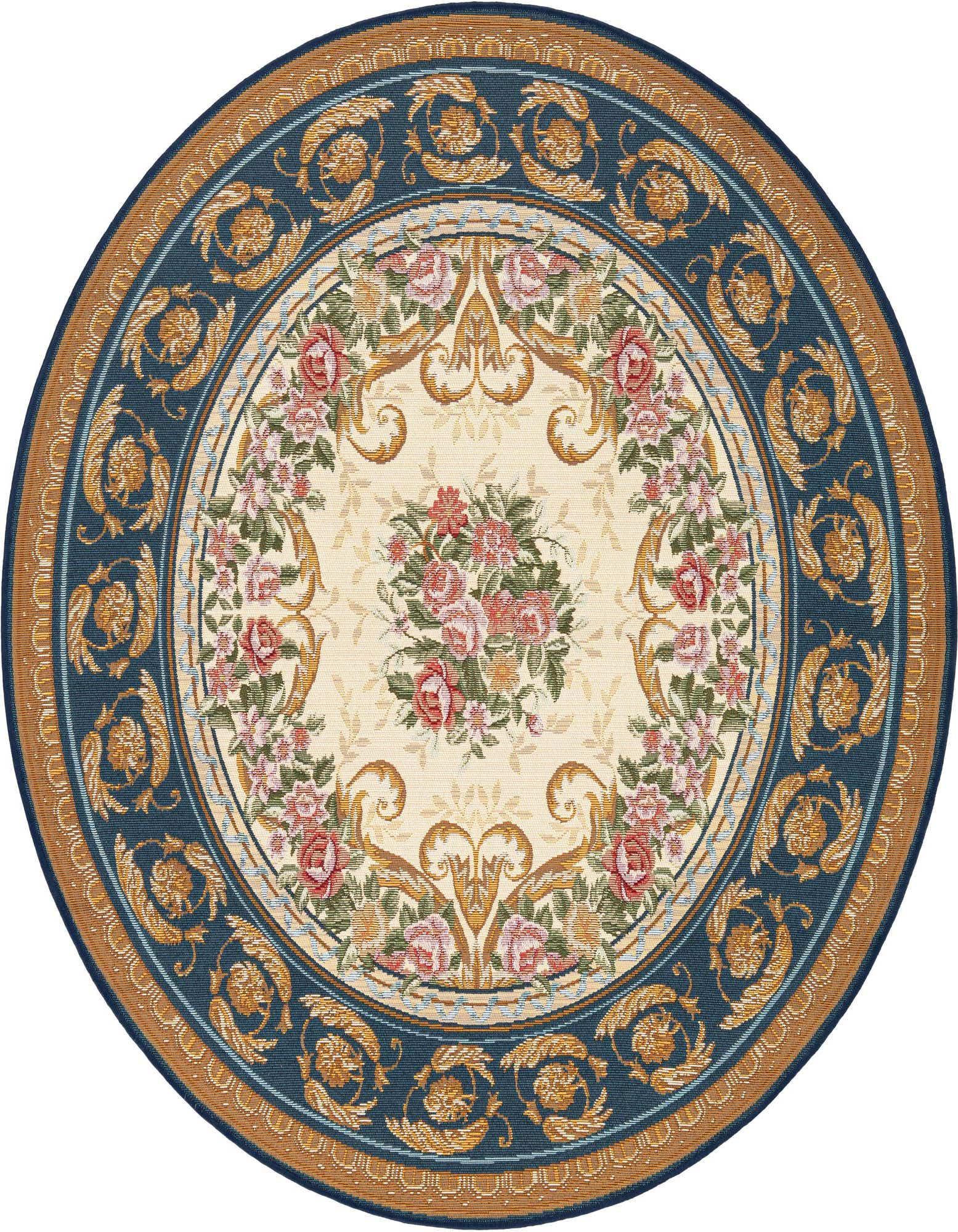 5' x 5' Easy-Clean Traditional Indoor / Outdoor Round Rug