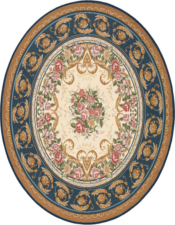 Detail image of 5' x 5' Easy-Clean Traditional Indoor / Outdoor Round Rug
