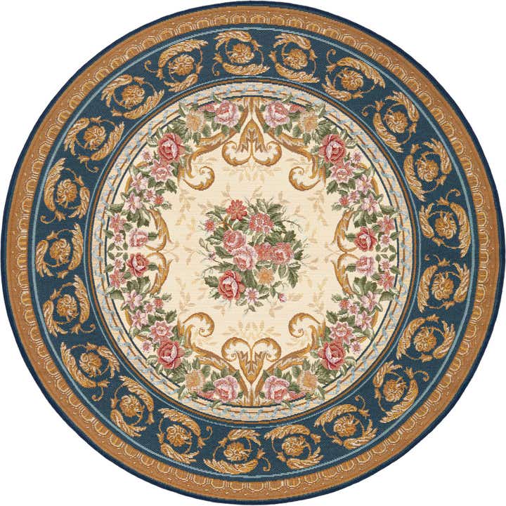 5' x 5' Easy-Clean Traditional Indoor / Outdoor Round Rug