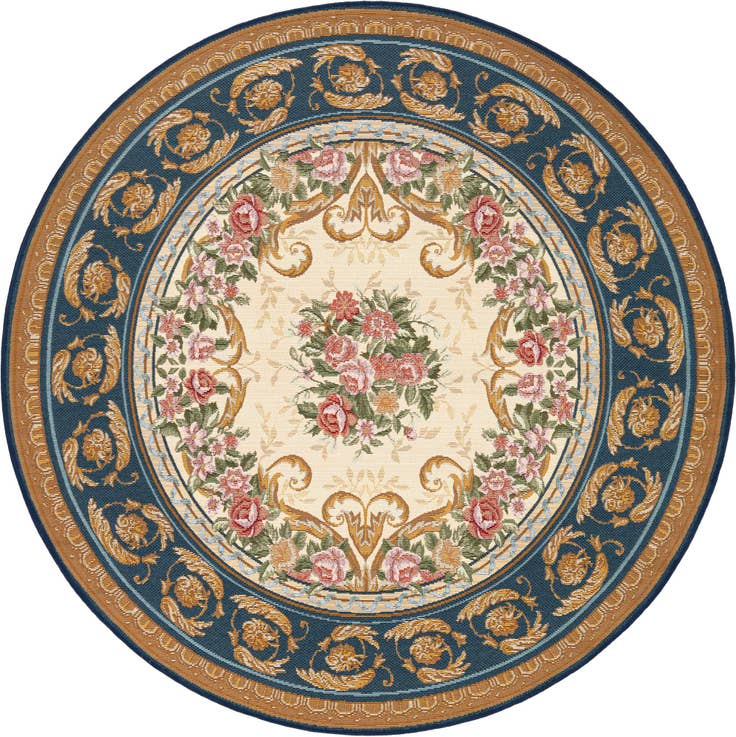Detail image of 5' x 5' Easy-Clean Traditional Indoor / Outdoor Round Rug