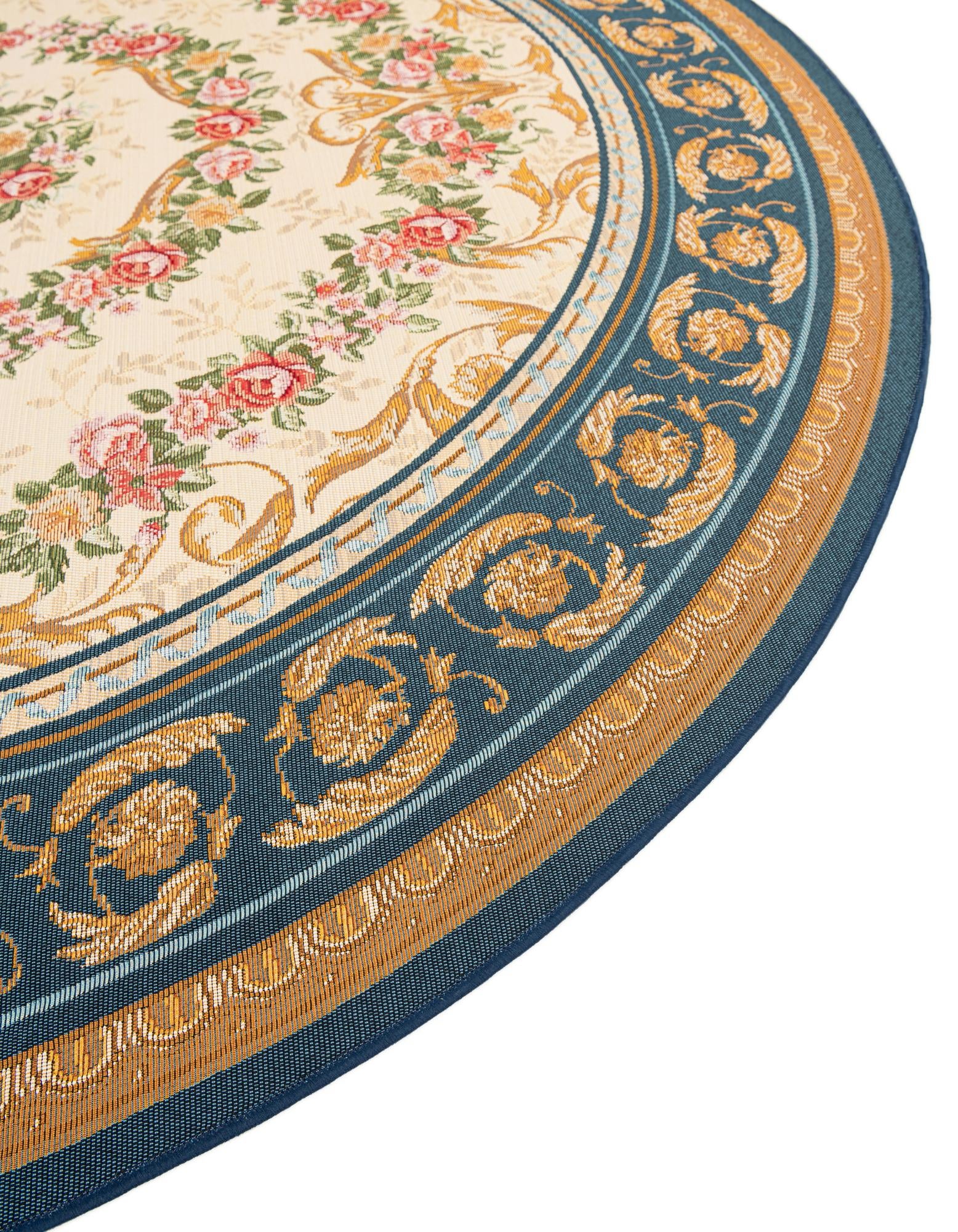 3' x 3' Easy-Clean Traditional Indoor / Outdoor Round Rug