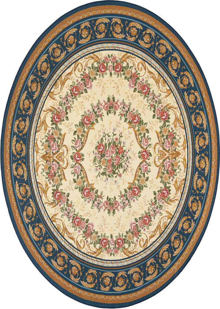 7' 10 x 7' 10 Easy-Clean Traditional Indoor / Outdoor Round Rug
