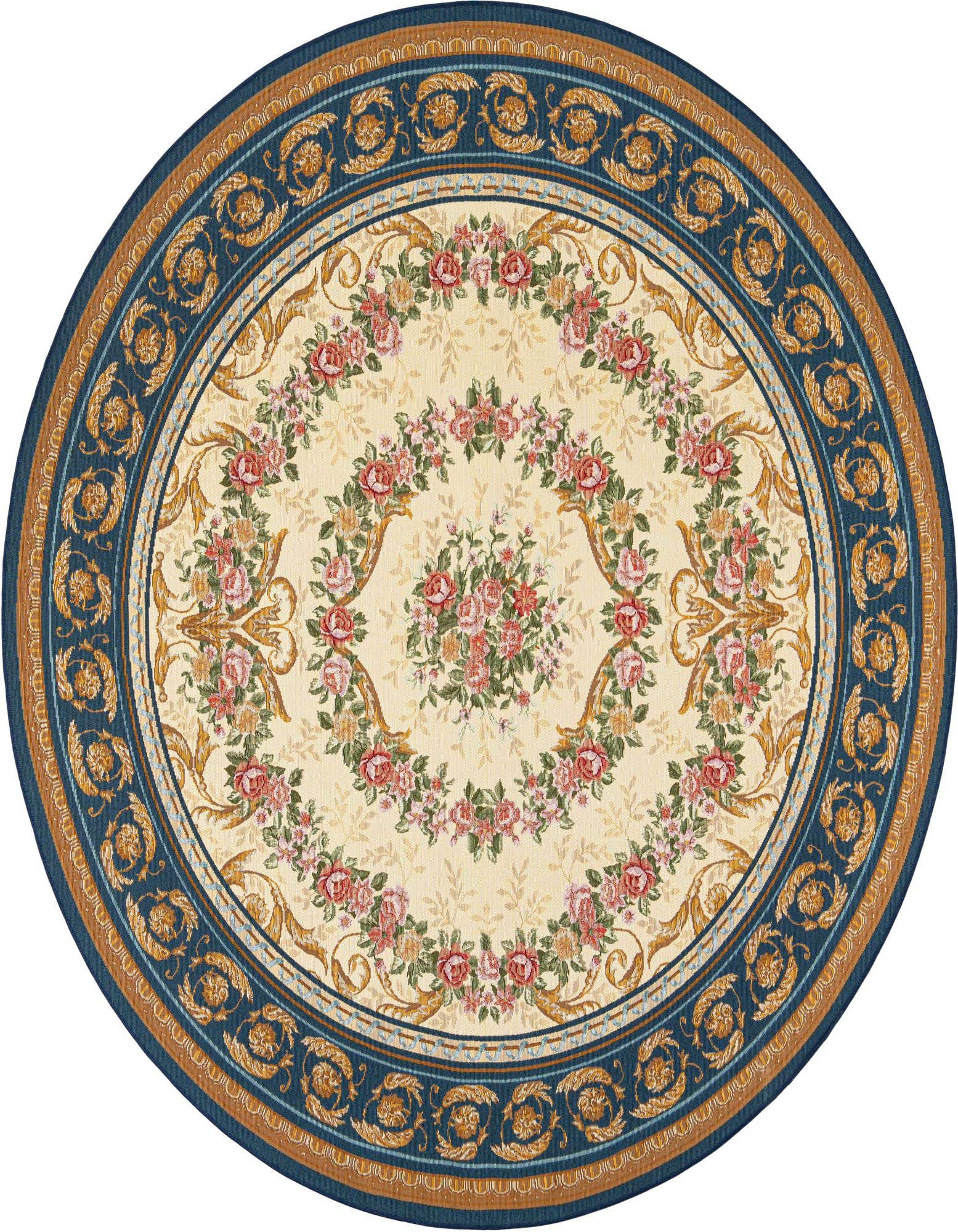 7' 10 x 7' 10 Easy-Clean Traditional Indoor / Outdoor Round Rug