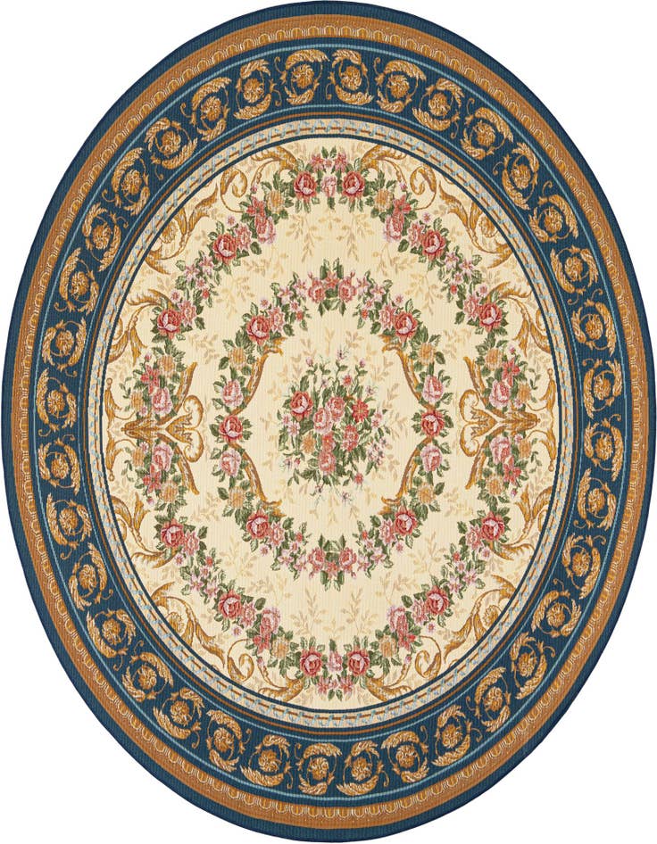 Detail image of 7' 10 x 7' 10 Easy-Clean Traditional Indoor / Outdoor Round Rug