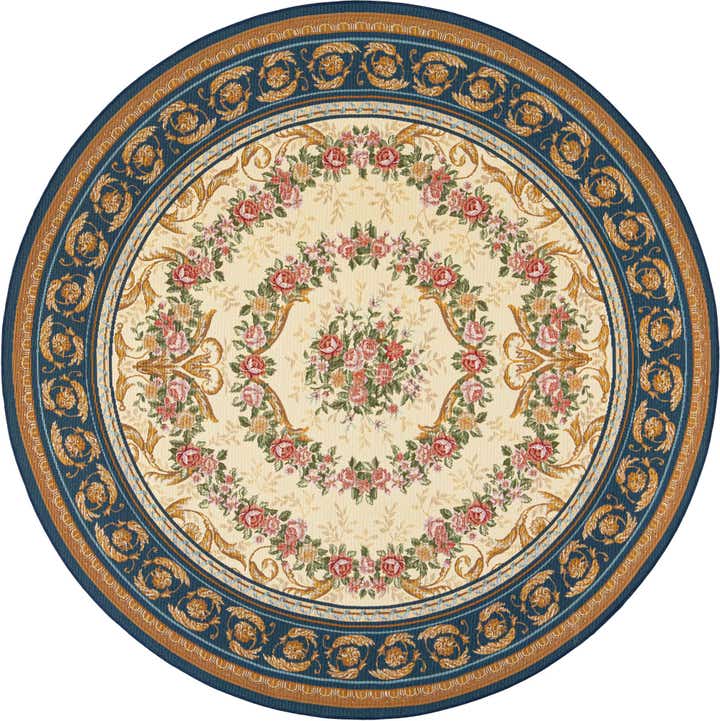 7' 10 x 7' 10 Easy-Clean Traditional Indoor / Outdoor Round Rug