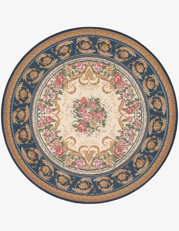 4' x 4' Easy-Clean Traditional Indoor / Outdoor Round Rug