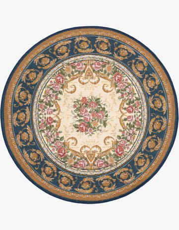 3' x 3' Easy-Clean Traditional Indoor / Outdoor Round Rug