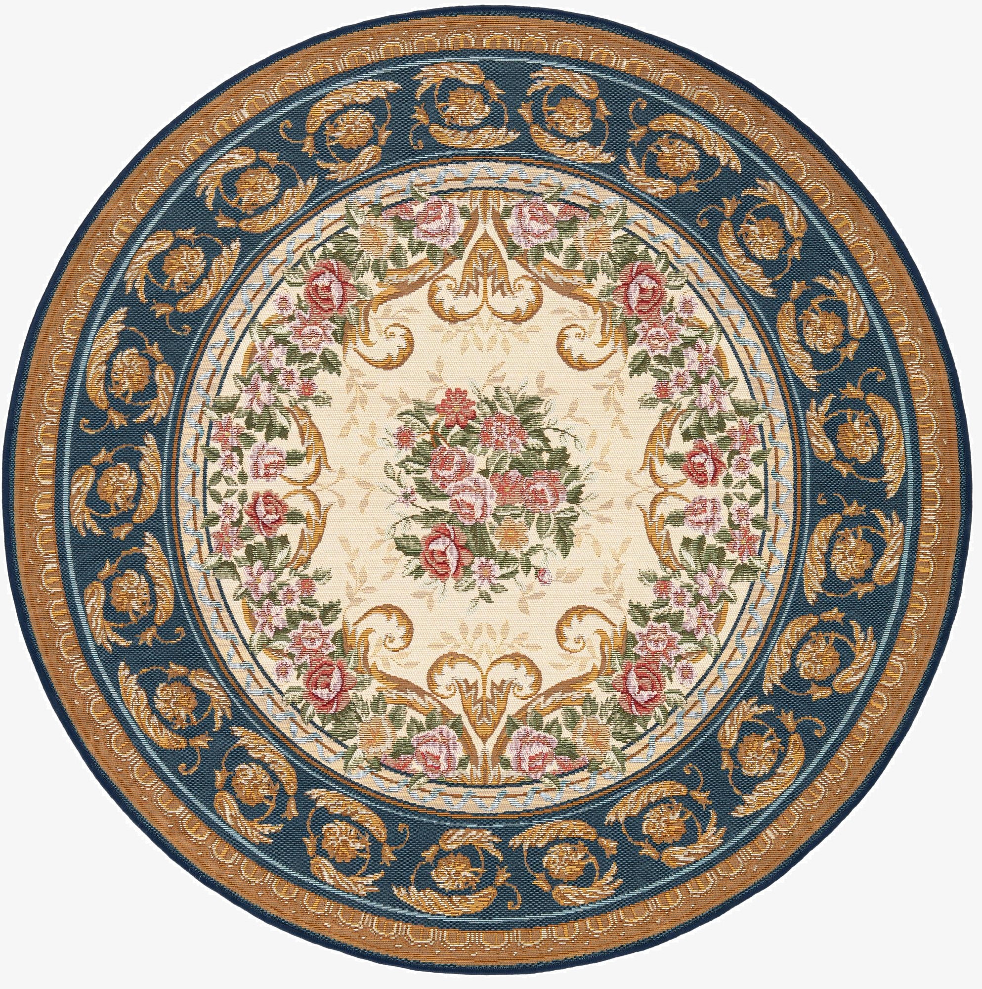 Primary image 5' x 5'  Washable Traditional Indoor / Outdoor Round Rug
