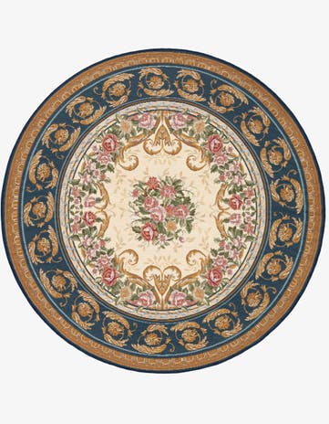 5' x 5' Easy-Clean Traditional Indoor / Outdoor Round Rug