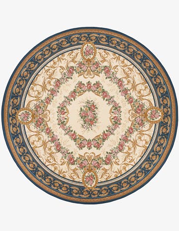 10' x 10' Easy-Clean Traditional Indoor / Outdoor Round Rug