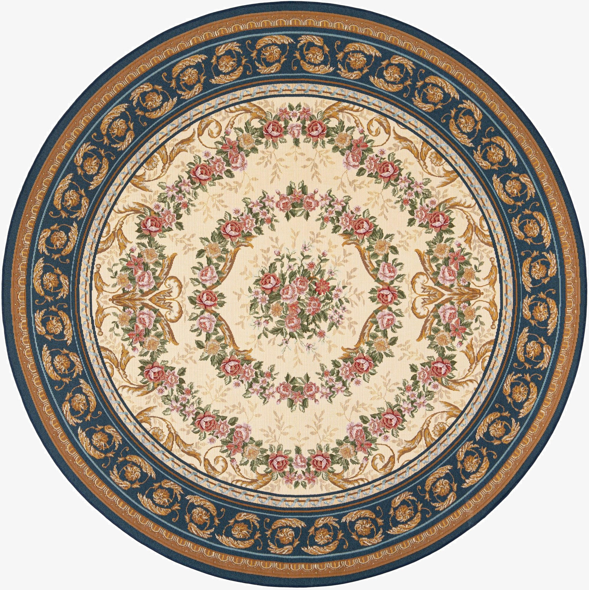 Primary image 7' 10 x 7' 10  Washable Traditional Indoor / Outdoor Round Rug