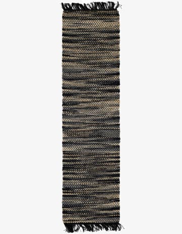 Navy Blue and Ivory Hand Woven Chunky Jute Runner Rug