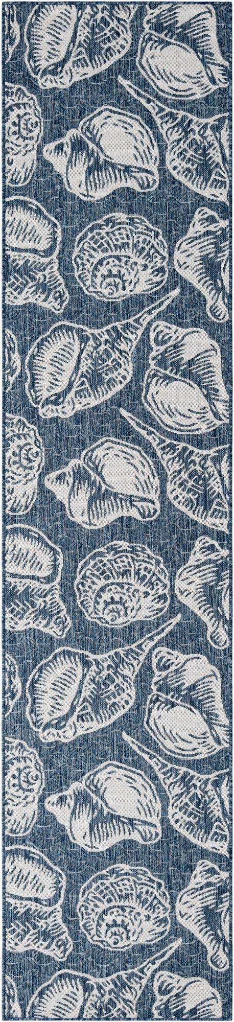 2' 7 x 12'  Washable Coastal Indoor / Outdoor Runner Rug