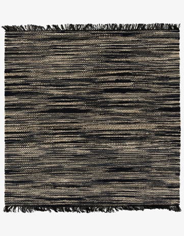 Navy Blue and Ivory Hand Woven Chunky Jute Square Rug