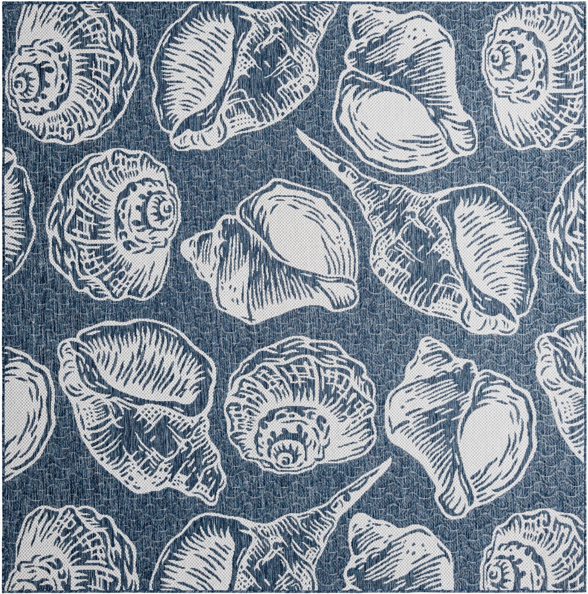 7' 10 x 7' 10  Washable Coastal Indoor / Outdoor Square Rug