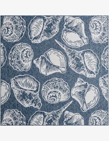 7' 10 x 7' 10 Easy-Clean Coastal Indoor / Outdoor Square Rug