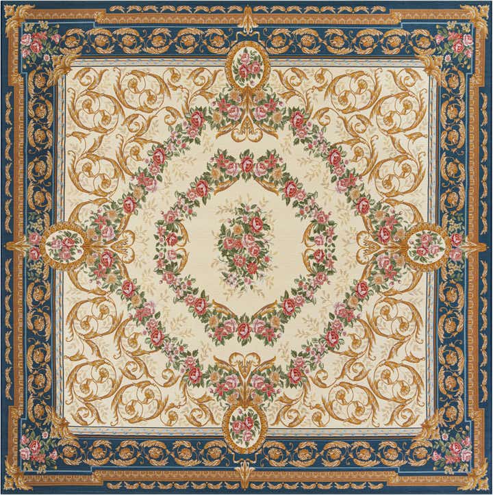 10' x 10' Easy-Clean Traditional Indoor / Outdoor Square Rug