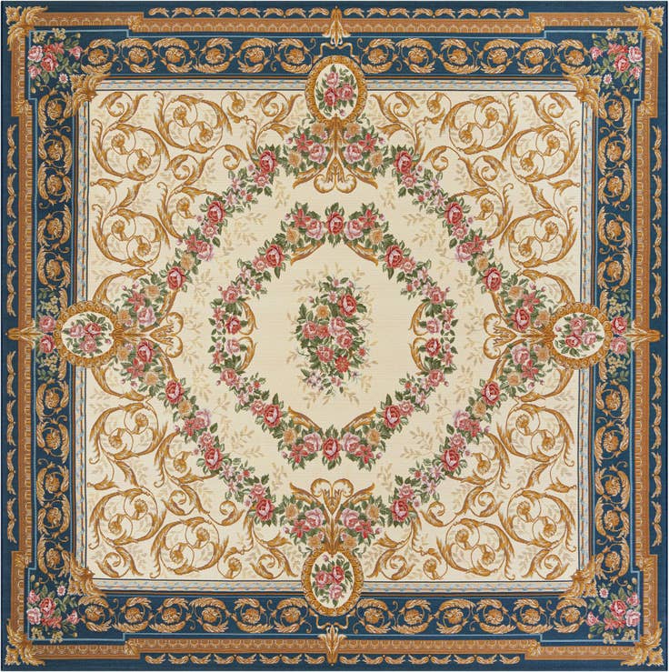 Detail image of 10' x 10' Easy-Clean Traditional Indoor / Outdoor Square Rug