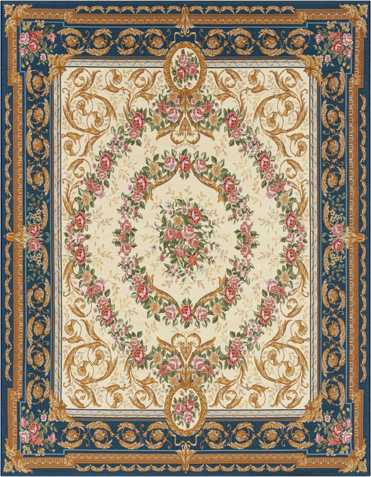 7' 10 x 7' 10 Easy-Clean Traditional Indoor / Outdoor Square Rug