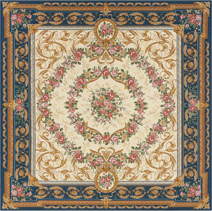 7' 10 x 7' 10 Easy-Clean Traditional Indoor / Outdoor Square Rug