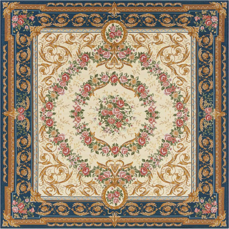 Detail image of 7' 10 x 7' 10 Easy-Clean Traditional Indoor / Outdoor Square Rug