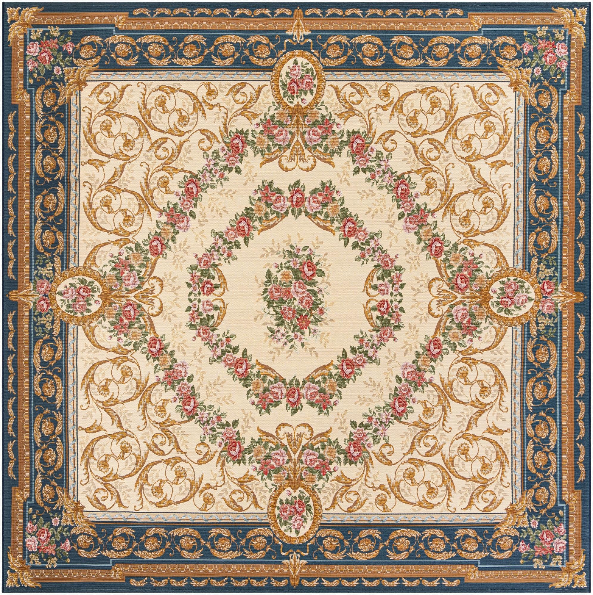 10' x 10'  Washable Traditional Indoor / Outdoor Square Rug