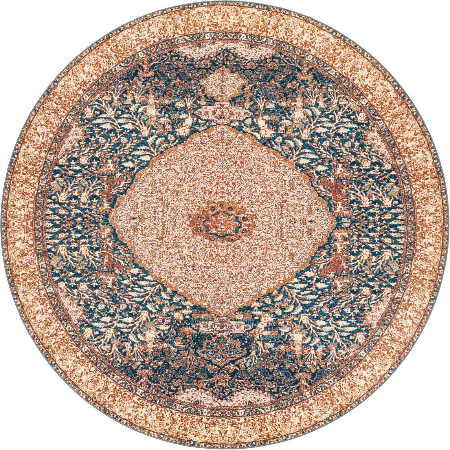 10' x 10' Easy-Clean Traditional Indoor / Outdoor Round Rug