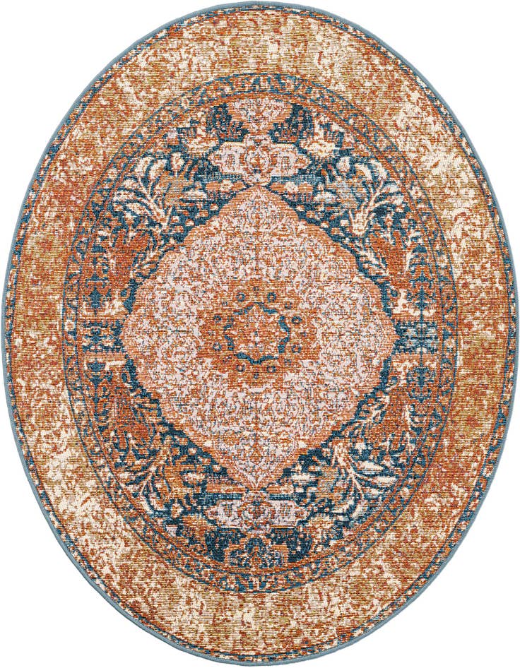 Detail image of 4' x 4' Easy-Clean Traditional Indoor / Outdoor Round Rug