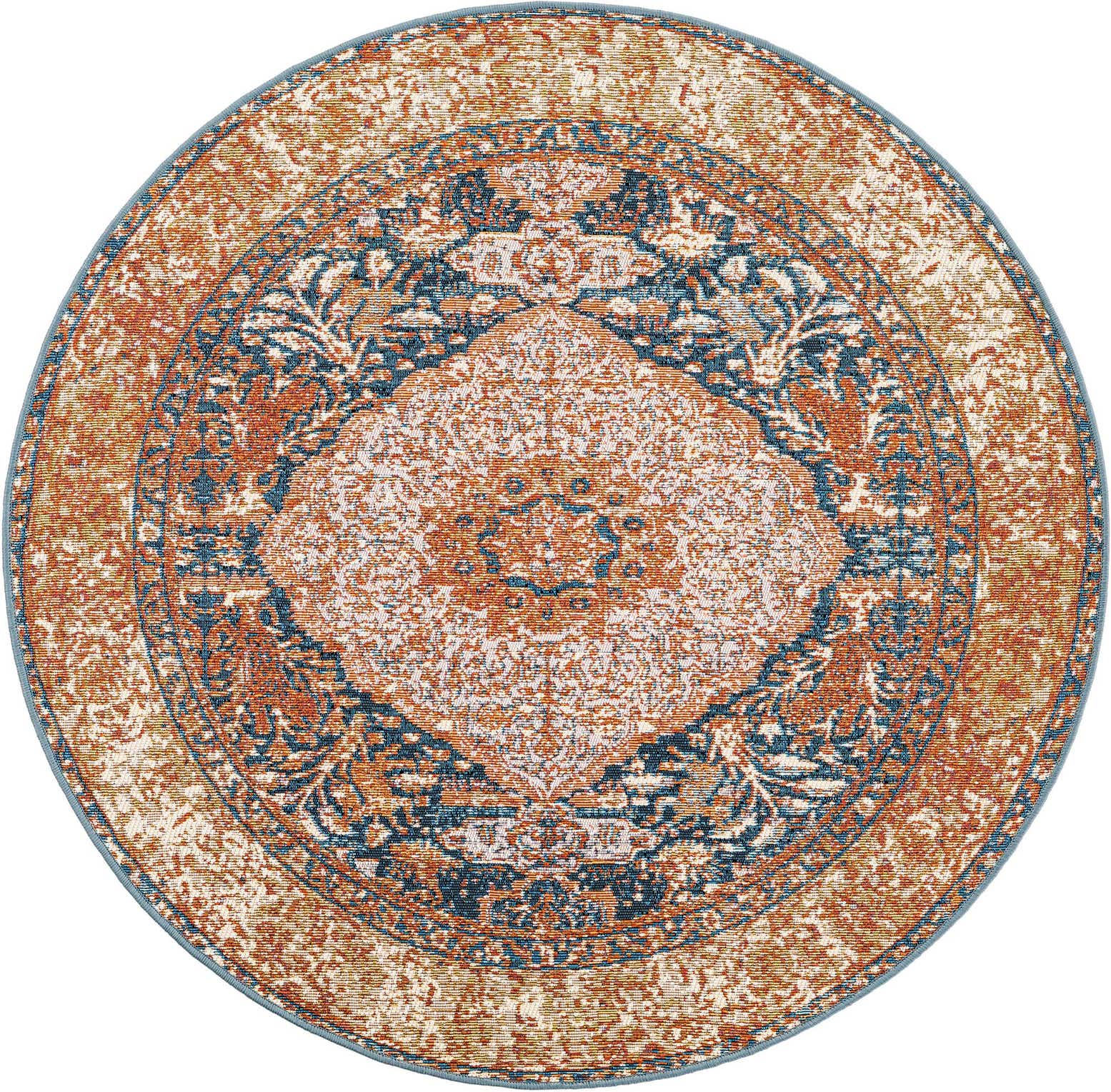 4' x 4' Easy-Clean Traditional Indoor / Outdoor Round Rug