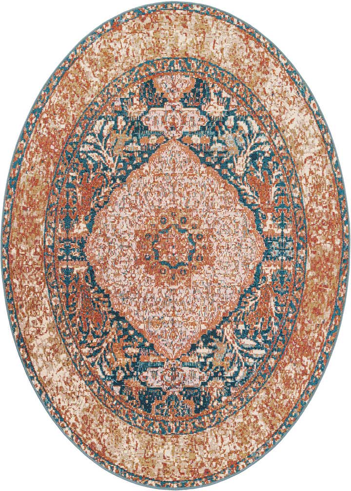 6' x 6' Easy-Clean Traditional Indoor / Outdoor Round Rug