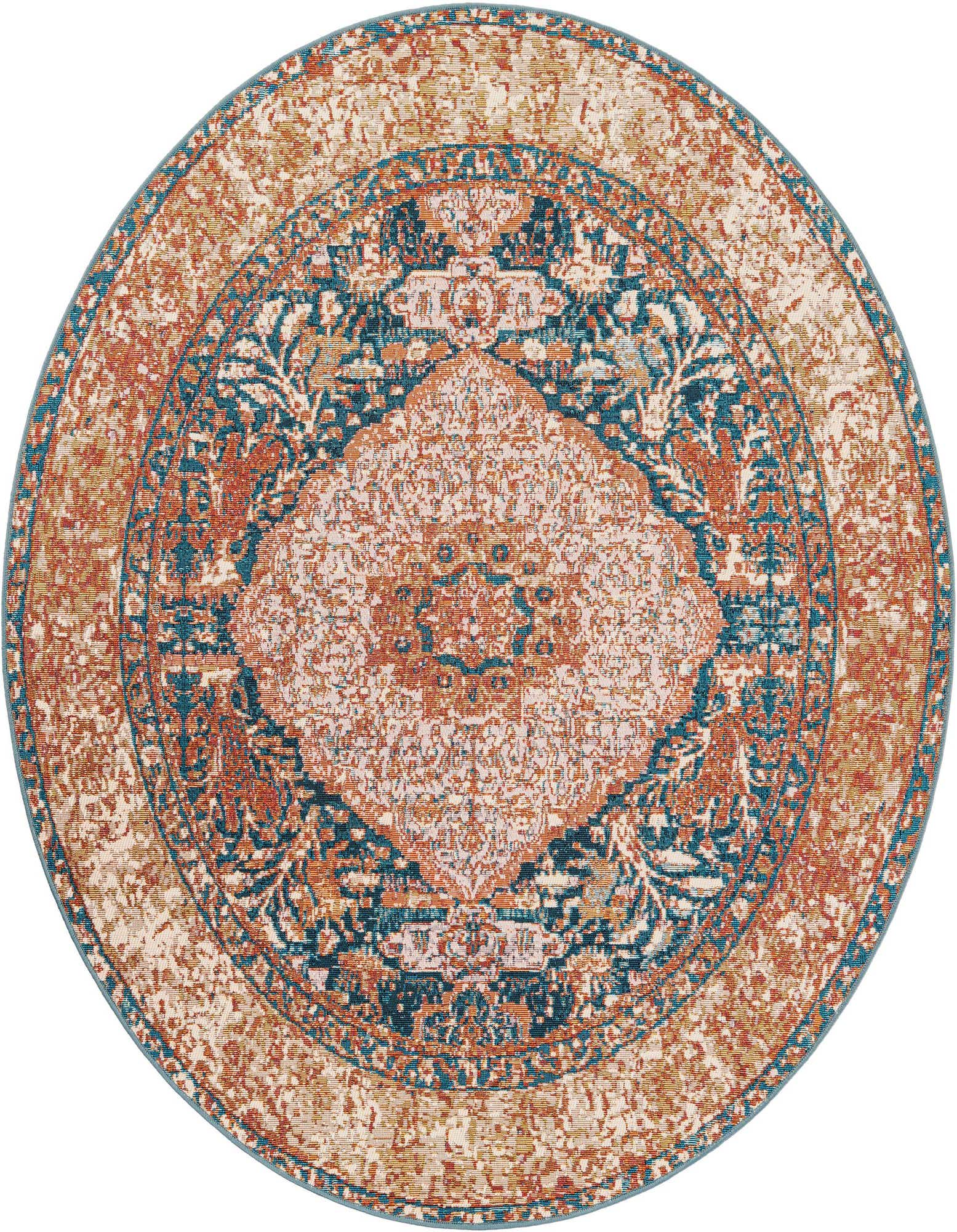 6' x 6' Easy-Clean Traditional Indoor / Outdoor Round Rug