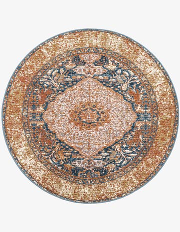 4' x 4' Easy-Clean Traditional Indoor / Outdoor Round Rug