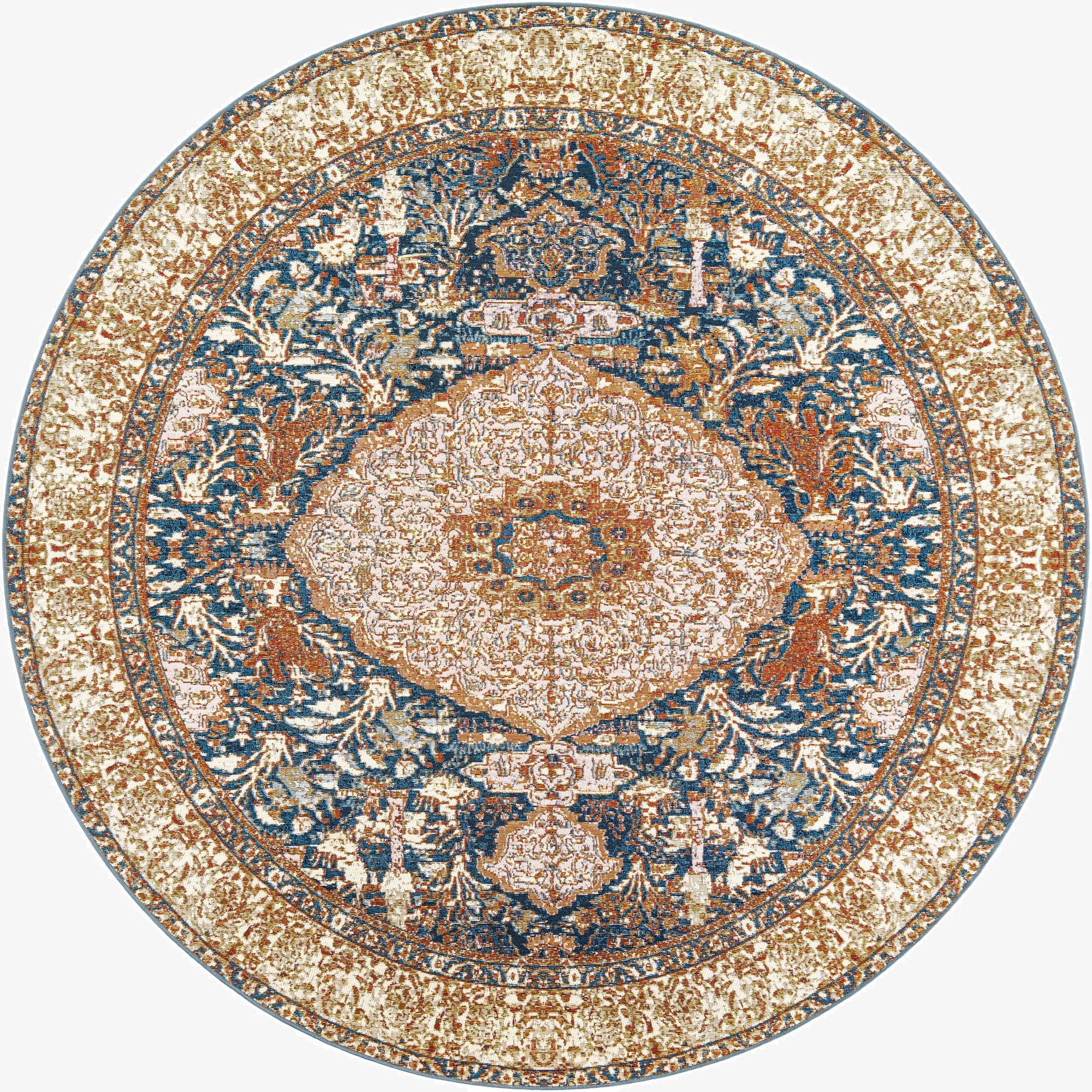 7' 10 x 7' 10  Washable Traditional Indoor / Outdoor Round Rug