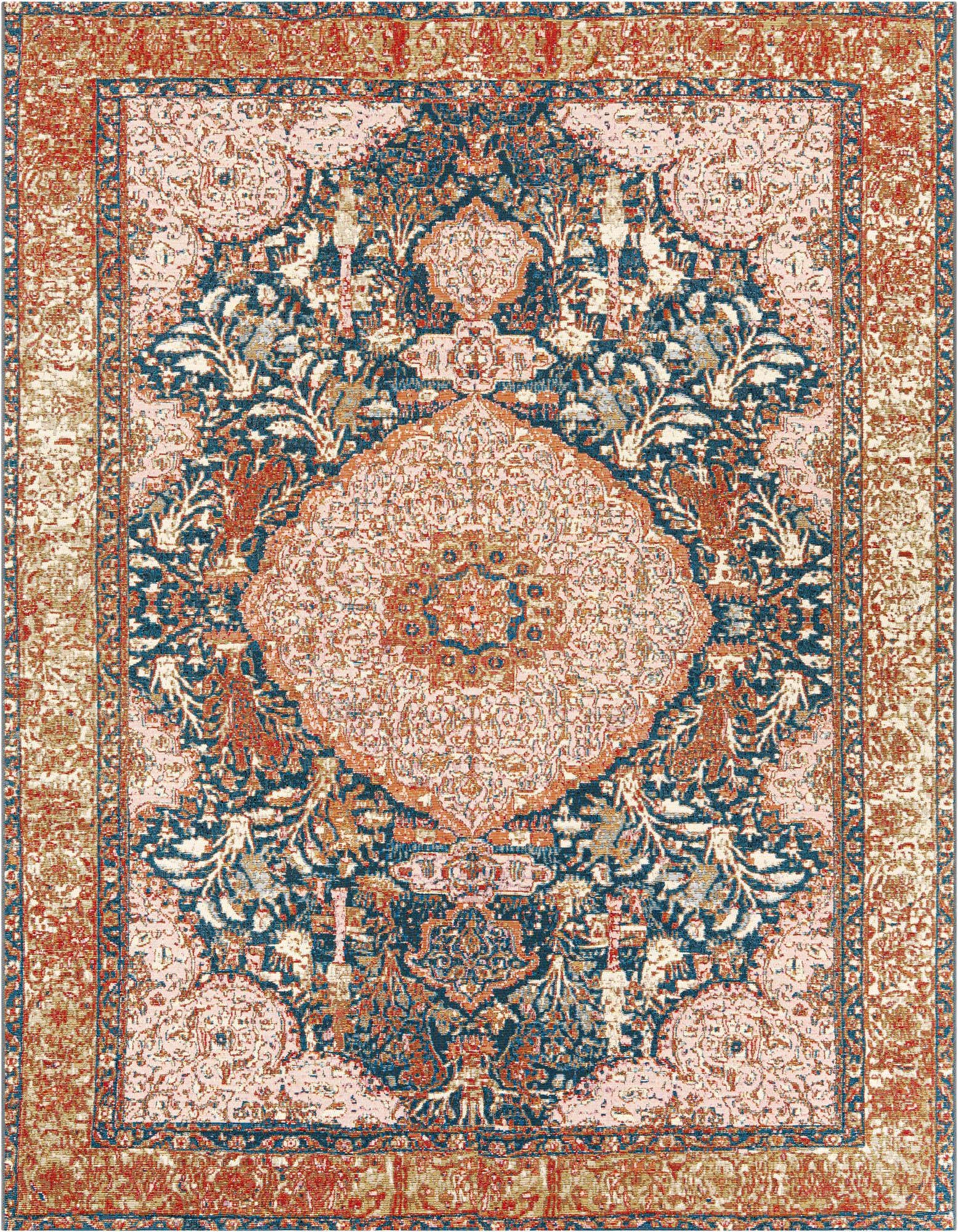 7' 10 x 7' 10 Easy-Clean Traditional Indoor / Outdoor Square Rug