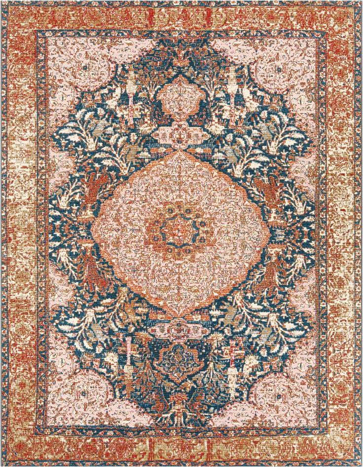 Detail image of 7' 10 x 7' 10 Easy-Clean Traditional Indoor / Outdoor Square Rug