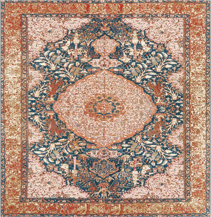Detail image of 7' 10 x 7' 10 Easy-Clean Traditional Indoor / Outdoor Square Rug
