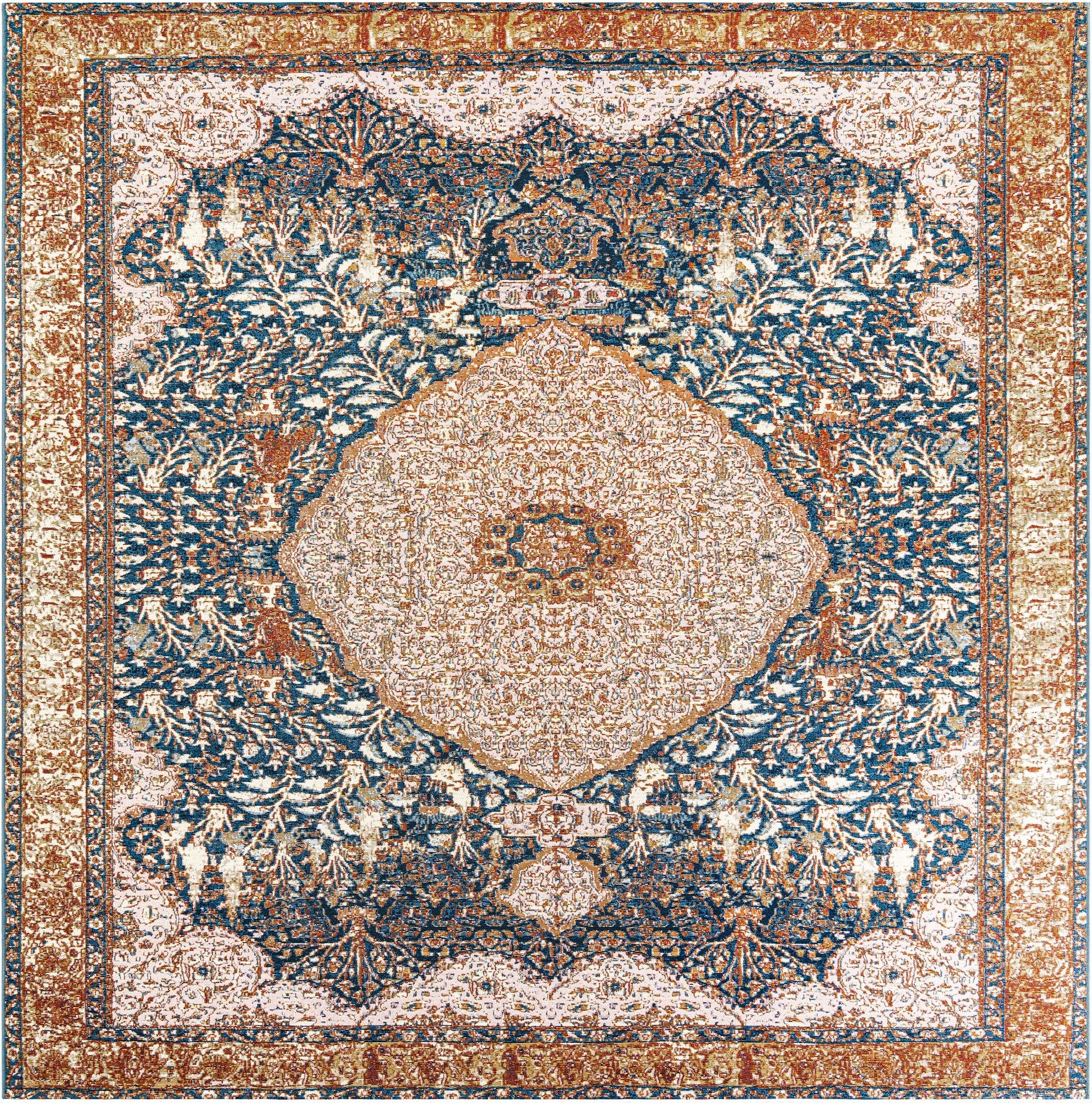 10' x 10'  Washable Traditional Indoor / Outdoor Square Rug