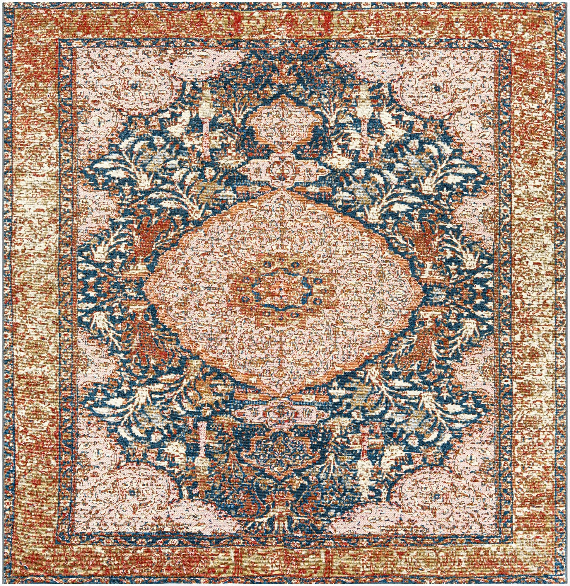 7' 10 x 7' 10  Washable Traditional Indoor / Outdoor Square Rug