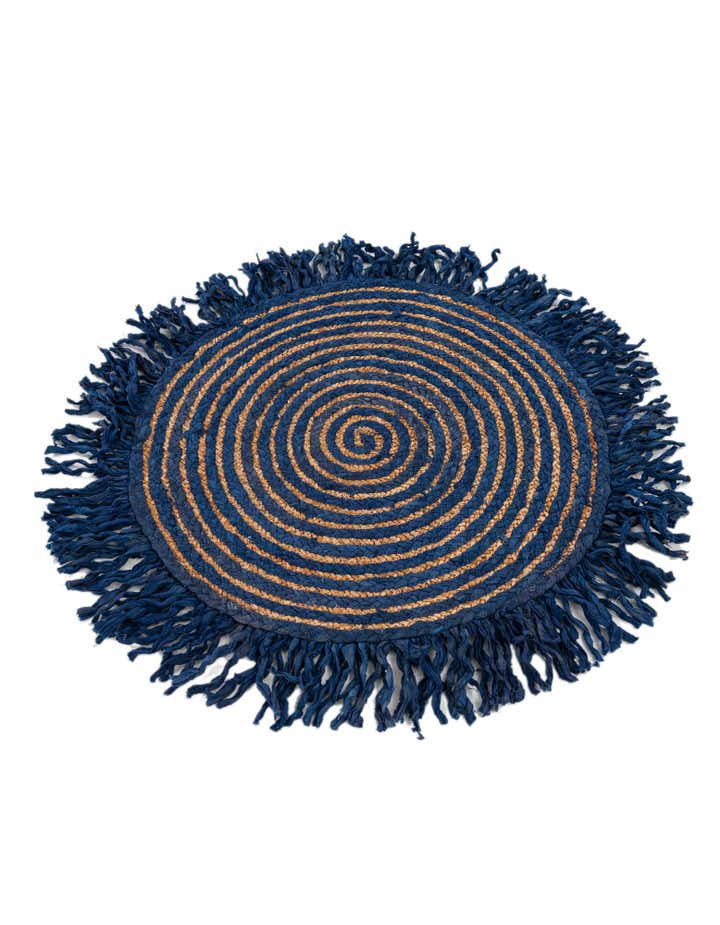 2' 4 x 2' 4 Hand Braided Chindi Jute Round Rug